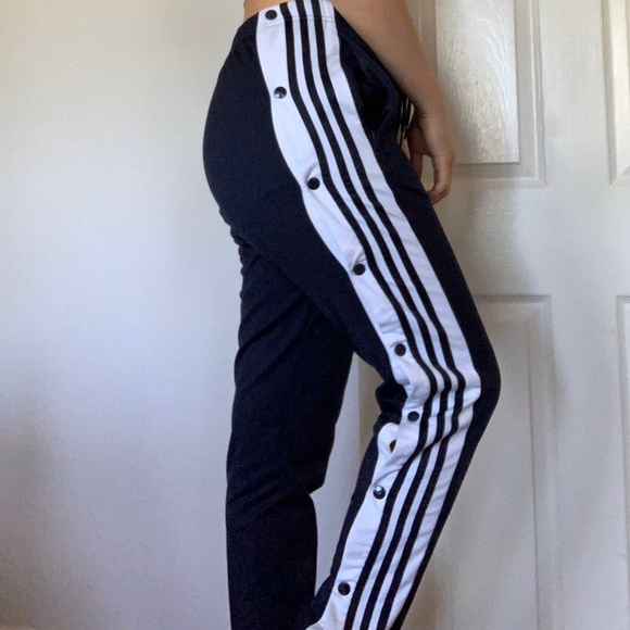 navy blue adidas tearaway track pants